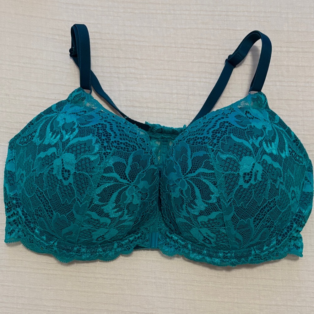 Elegant Teal Lace Bra PINK Victoria’s Secret 32DD